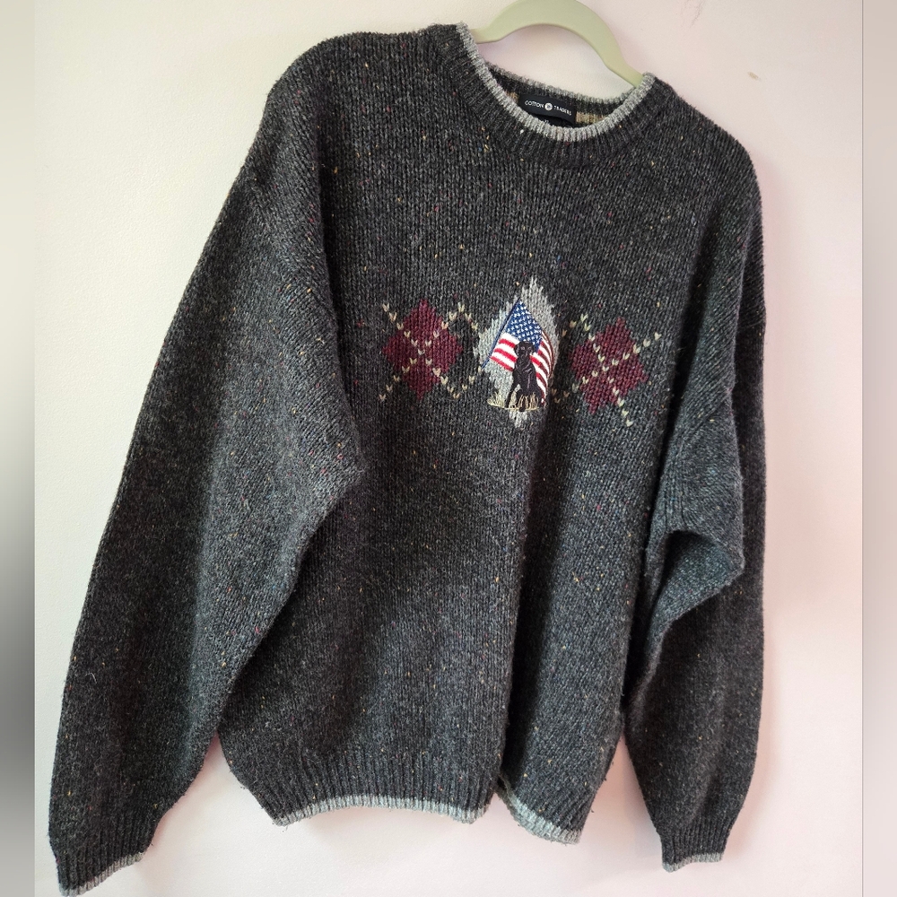 Men's classic vintage Cotton Traders LABRADOR crewneck sweater. XL